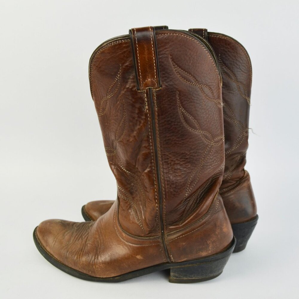 Vintage Vulcan Men's Brown Leather Cowboy Boots - Picture 5 of 8